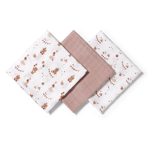 BabyOno NATURAL BAMBOO bambusz textilpelenka 3 db 70×70 cm – barna
