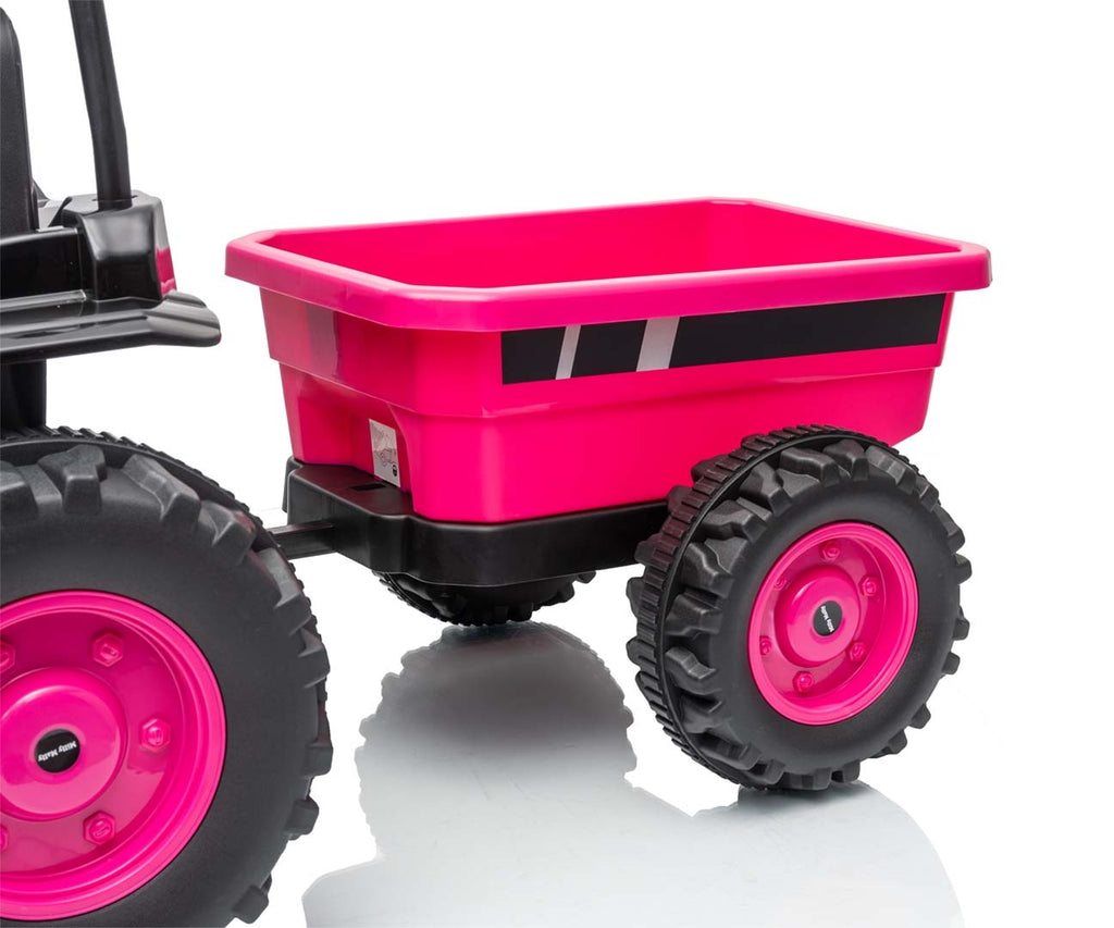 Milly Mally Farmer akkumulátoros traktor utánfutóval – Rózsaszín