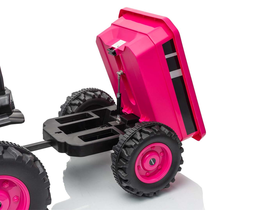 Milly Mally Farmer akkumulátoros traktor utánfutóval – Rózsaszín