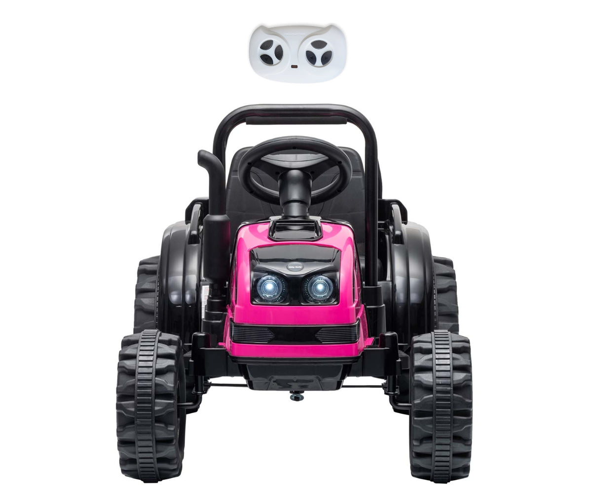 Milly Mally Farmer akkumulátoros traktor utánfutóval – Rózsaszín