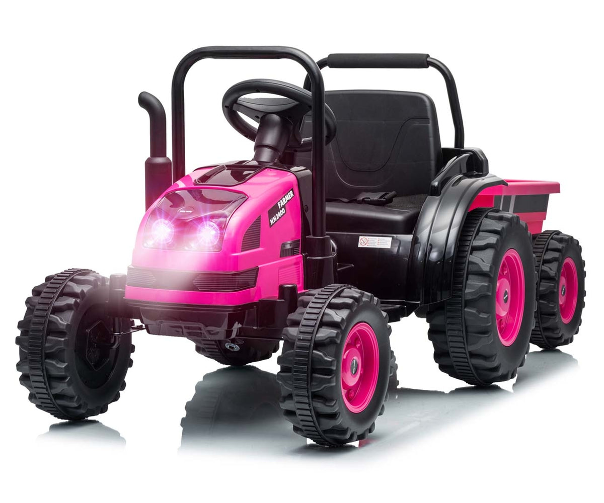 Milly Mally Farmer akkumulátoros traktor utánfutóval – Rózsaszín