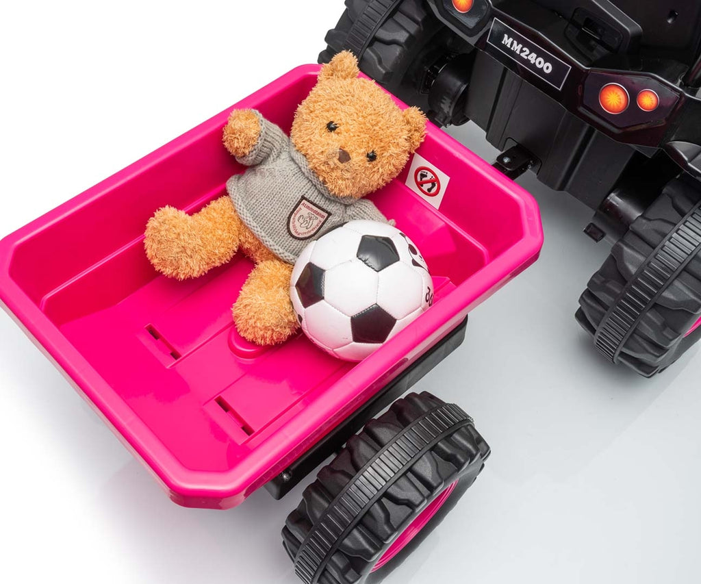Milly Mally Farmer akkumulátoros traktor utánfutóval – Rózsaszín