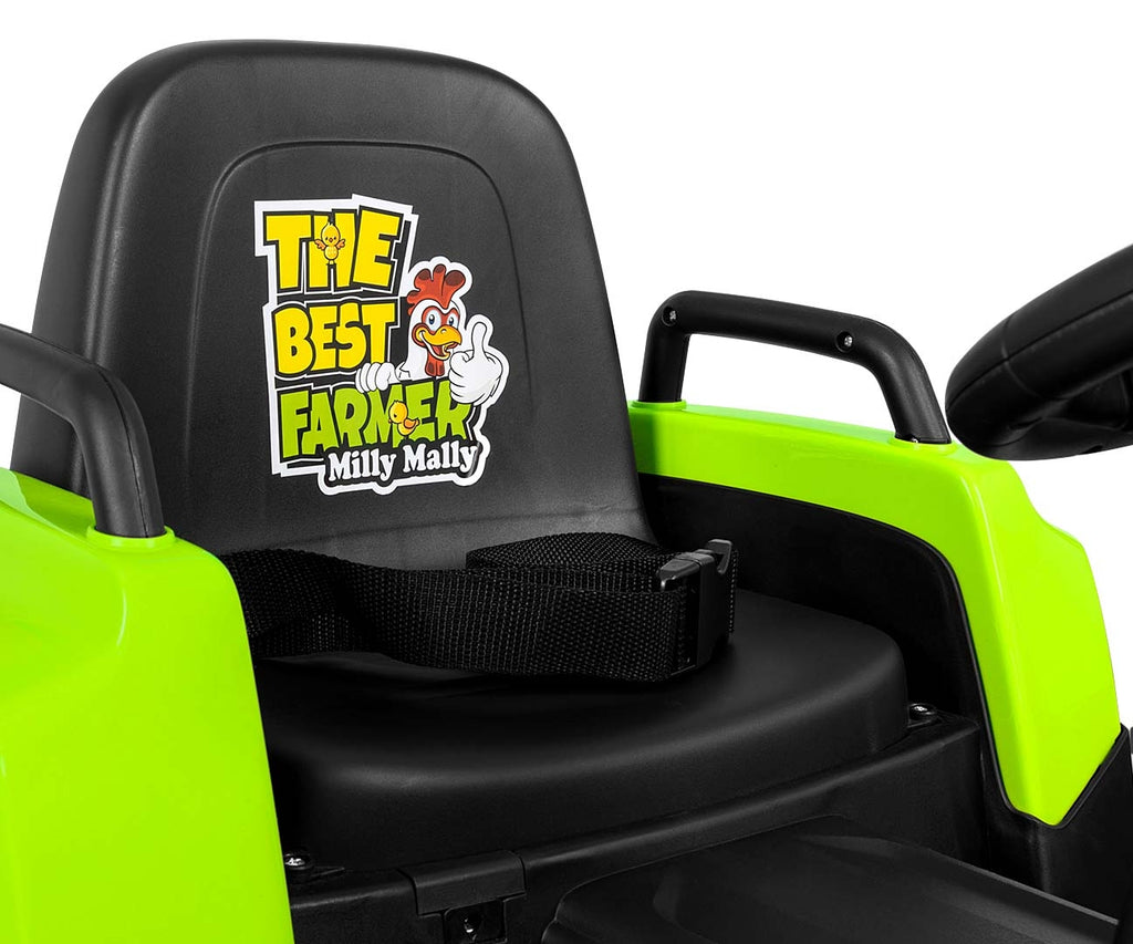 Milly Mally ROLLY akkumulátoros traktor utánfutóval – Zöld