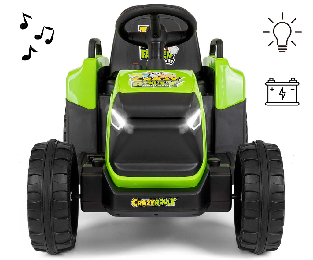 Milly Mally ROLLY akkumulátoros traktor utánfutóval – Zöld