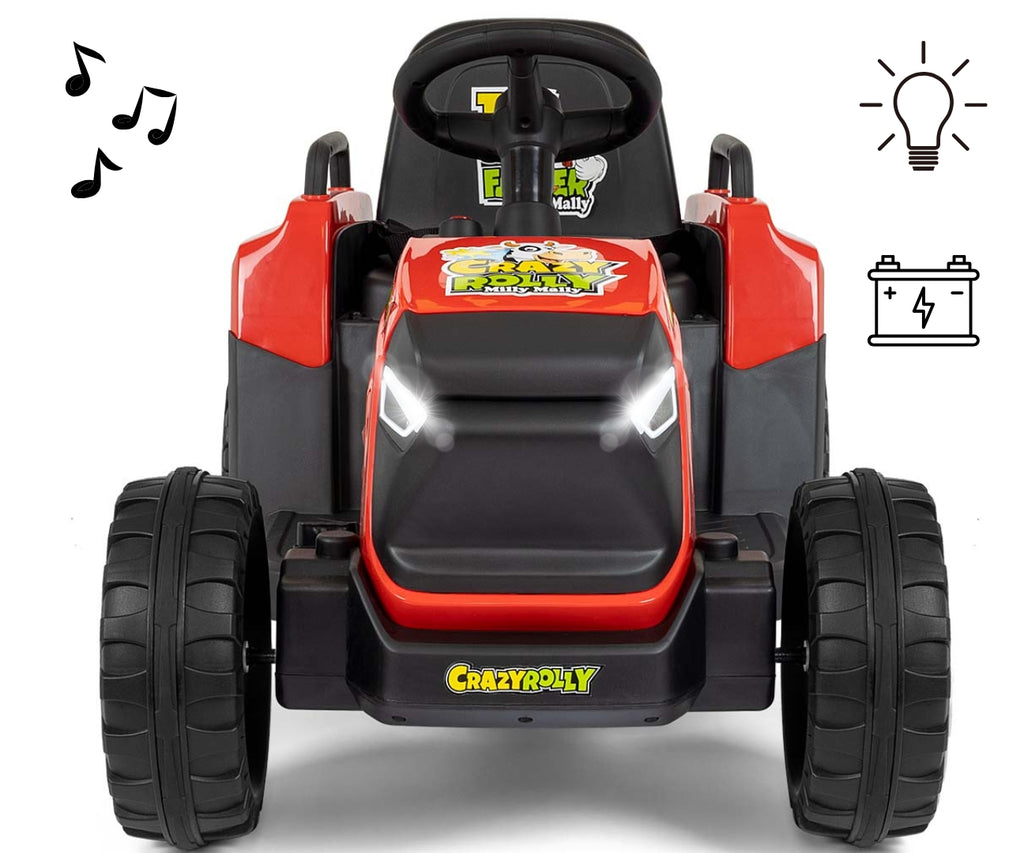 Milly Mally ROLLY akkumulátoros traktor utánfutóval – Piros