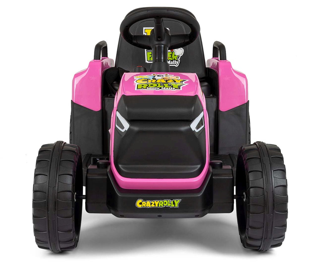Milly Mally ROLLY akkumulátoros traktor utánfutóval, távirányítóval – Rózsaszín