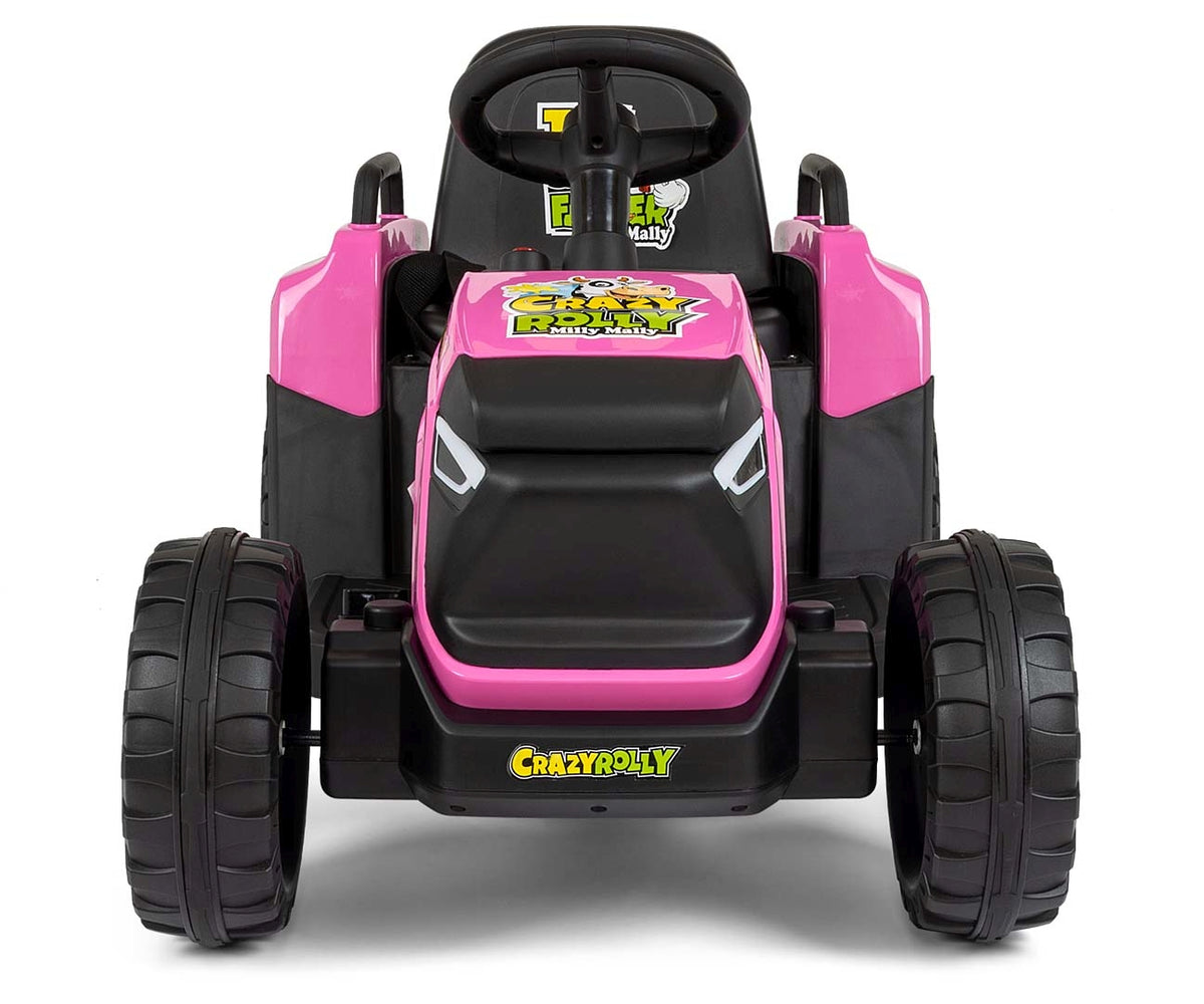 Milly Mally ROLLY akkumulátoros traktor utánfutóval, távirányítóval – Rózsaszín