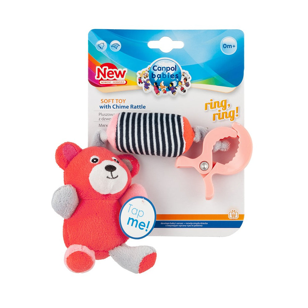Canpol babies Puha Játék Csengővel 0+ BEARS korall