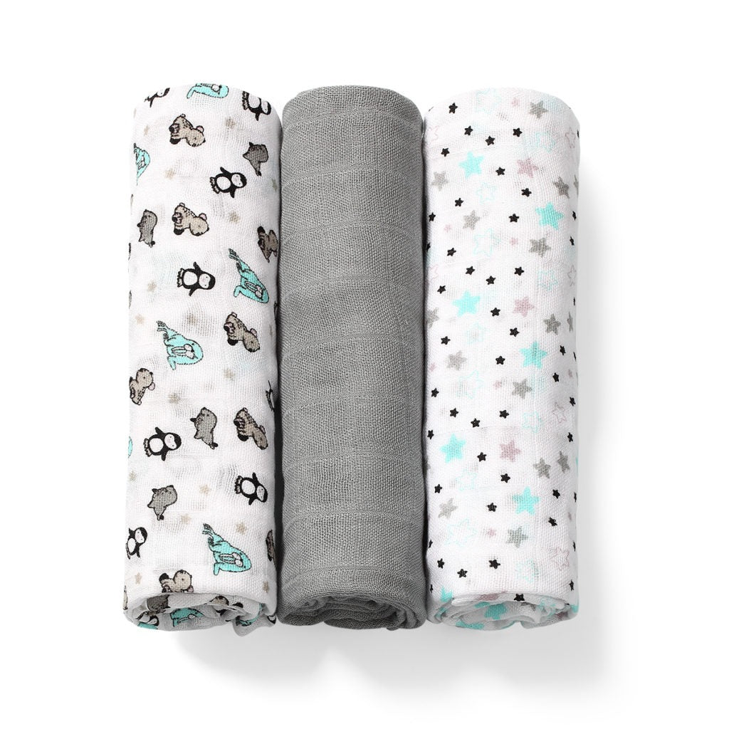 BabyOno TAKE CARE organikus bambusz textilpelenka 3 db 70×70 cm – szürke