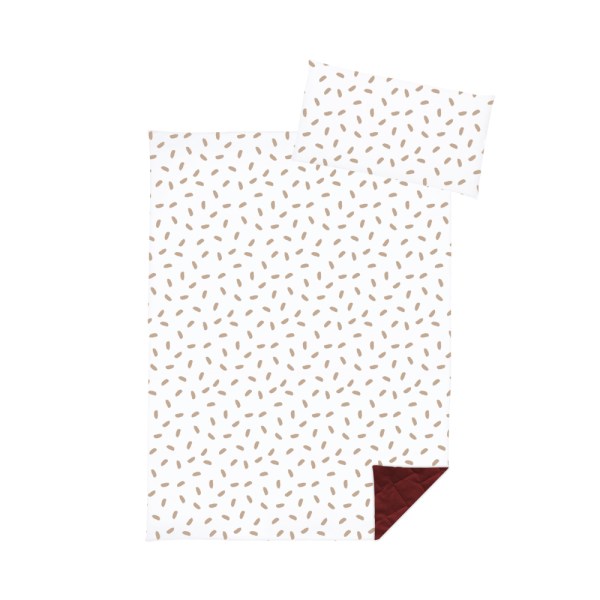 ALBERO MIO Velvet Kids kétoldalas babatakaró párnával – Piros – 75×100 cm