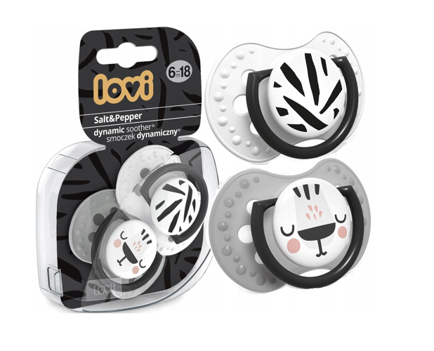 LOVI szilikon dinamikus cumi 0-3 m 2 db Salt&Pepper
