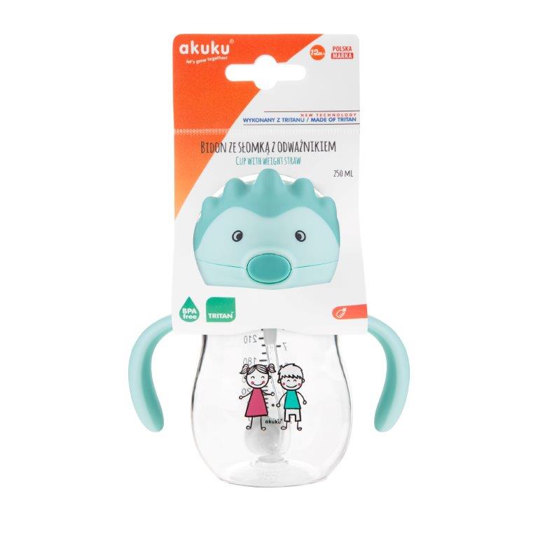 AKUKU súlyozott szívószálas kulacs – Menta, 250 ml