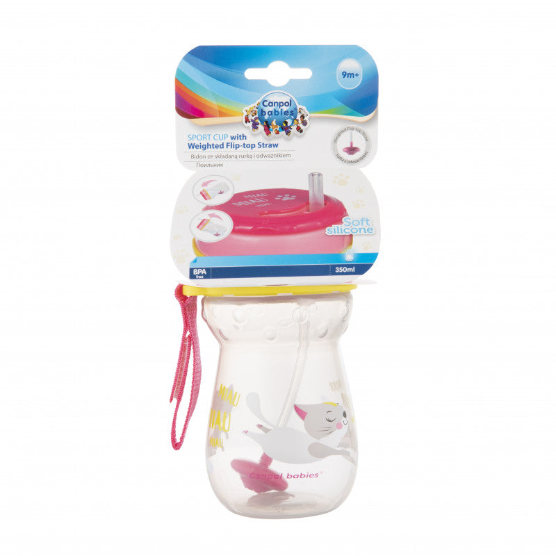 Canpol babies kulacs súlyozott szilikon szívószállal 350 ml cica