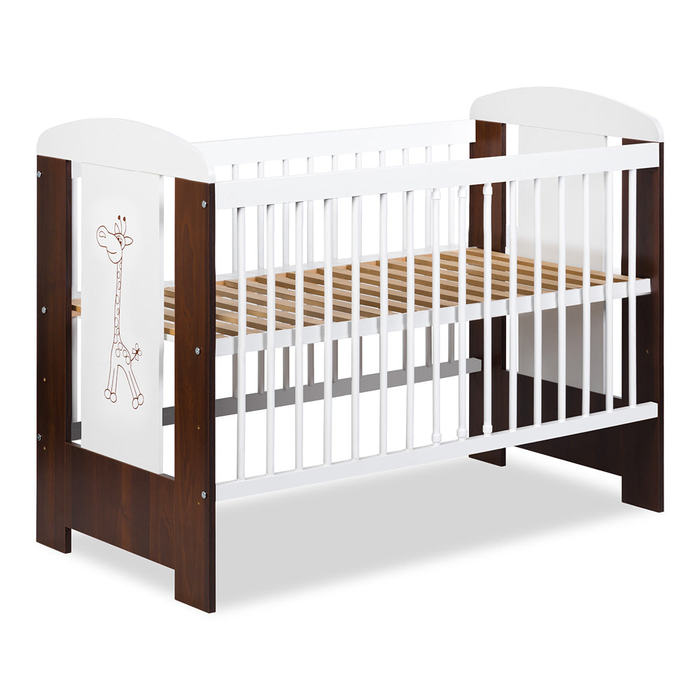 KLUPS Safari Zsiráf babaágy 120 × 60 cm – fehér–dió