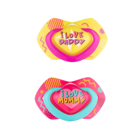 Canpol babies szilikon szimmetrikus cumi 6-18 m Neon Love rózsaszín