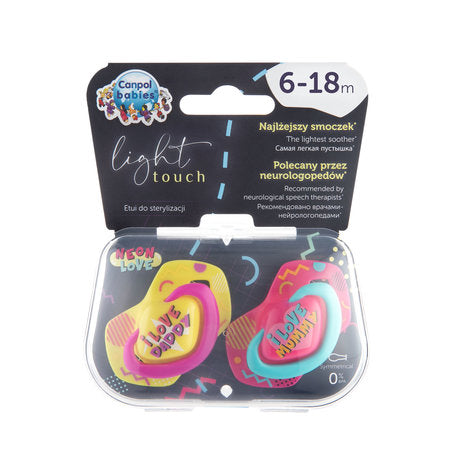 Canpol babies szilikon szimmetrikus cumi 6-18 m Neon Love rózsaszín