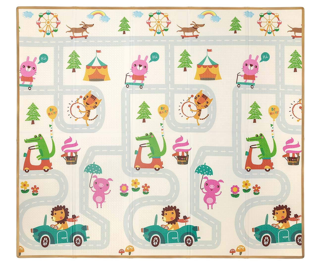 Milly Mally kétoldalas összecsukható habszivacs játszószőnyeg – Utcás mintával, 197 × 177 cm