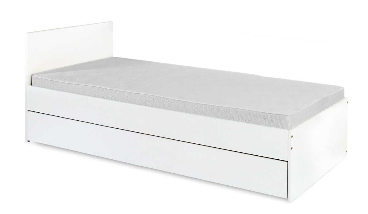KLUPS Dalia ifjúsági ágy fiókkal, 200 × 90 cm – fehér–szürke