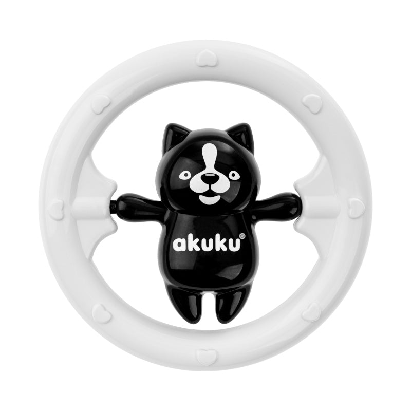 AKUKU fekete-fehér Maci csörgő – 9,5 cm