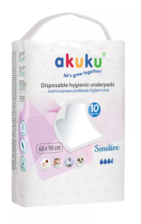 AKUKU Sensitive eldobható pelenkázó alátét – 60 × 90 cm, 10 db
