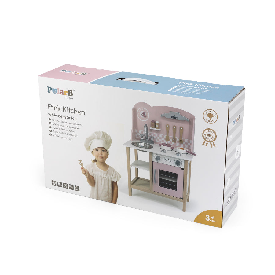 Viga PolarB fa gyerekkonyha kiegészítőkkel – Silver Pink