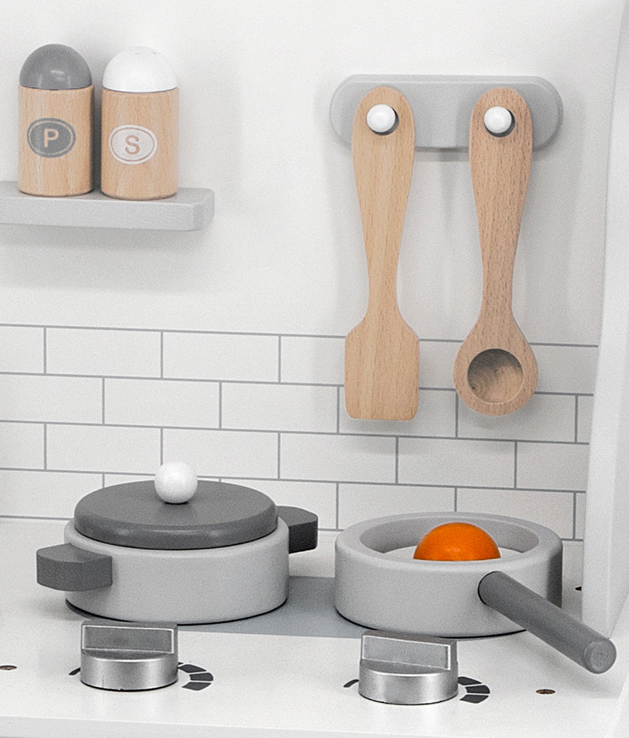 Viga PolarB fa gyerekkonyha kiegészítőkkel – Eco Grey