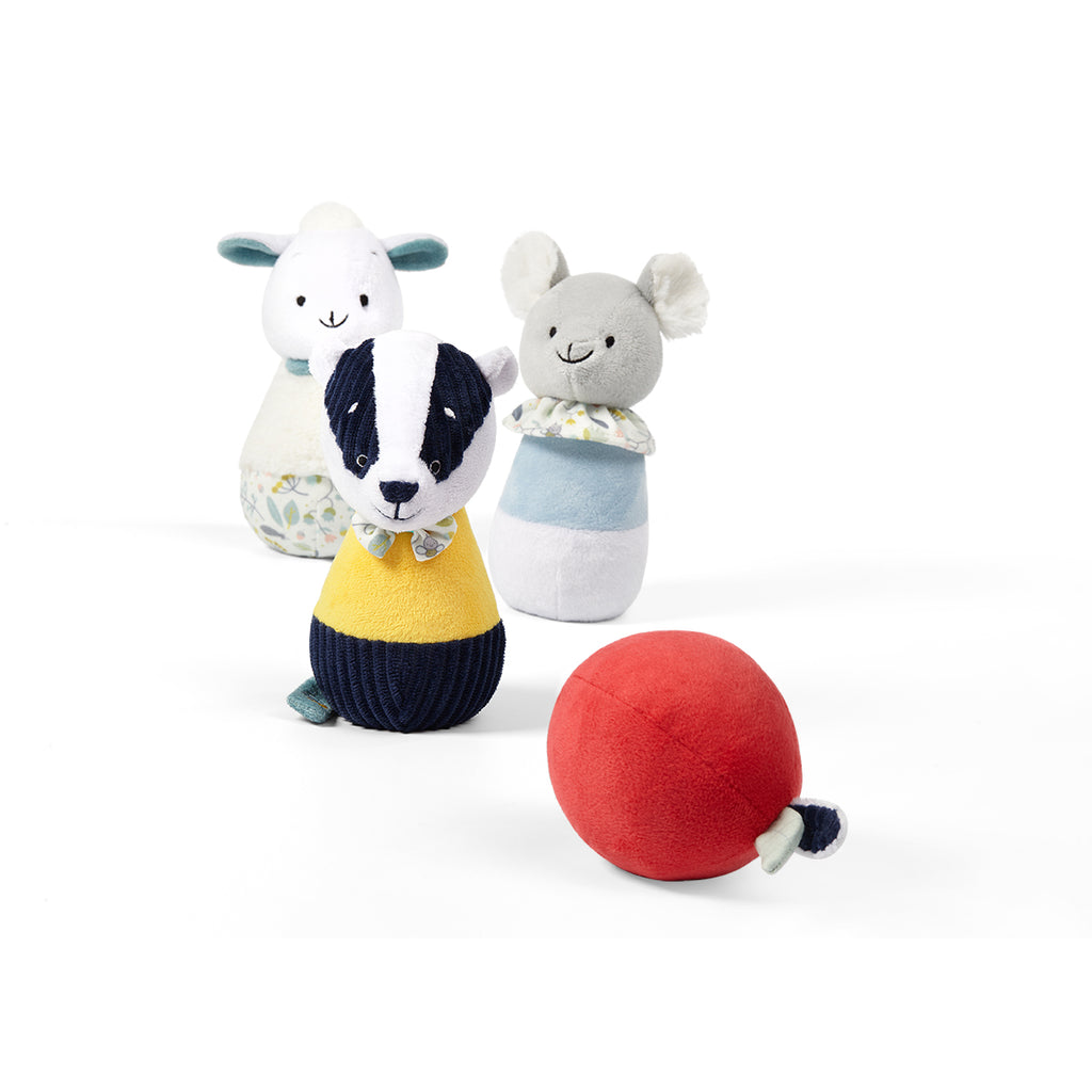 BabyOno BADGER EDMUND FRIENDS fejlesztő plüss bowling szett