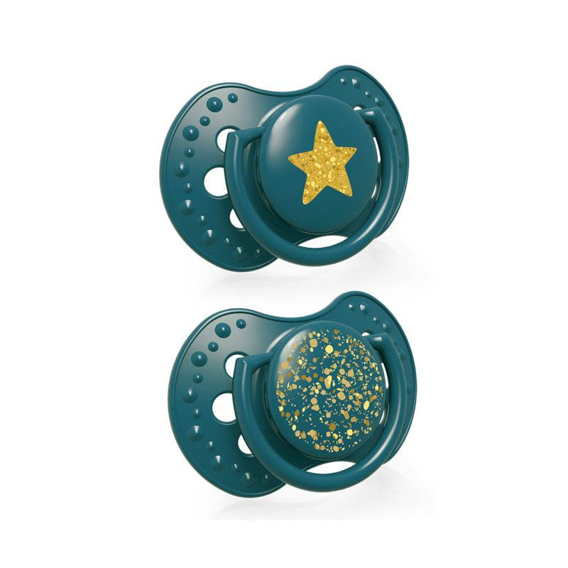 LOVI szilikon dinamikus cumi 6–18 hó 2 db Stardust zöld