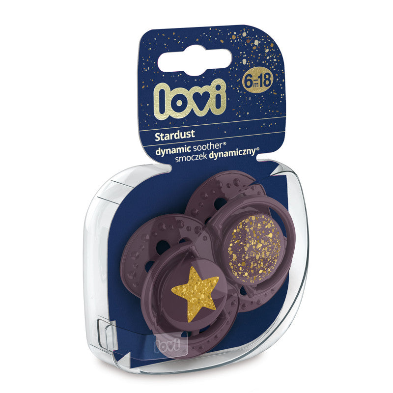 LOVI szilikon dinamikus cumi 6–18 hó 2 db Stardust lila