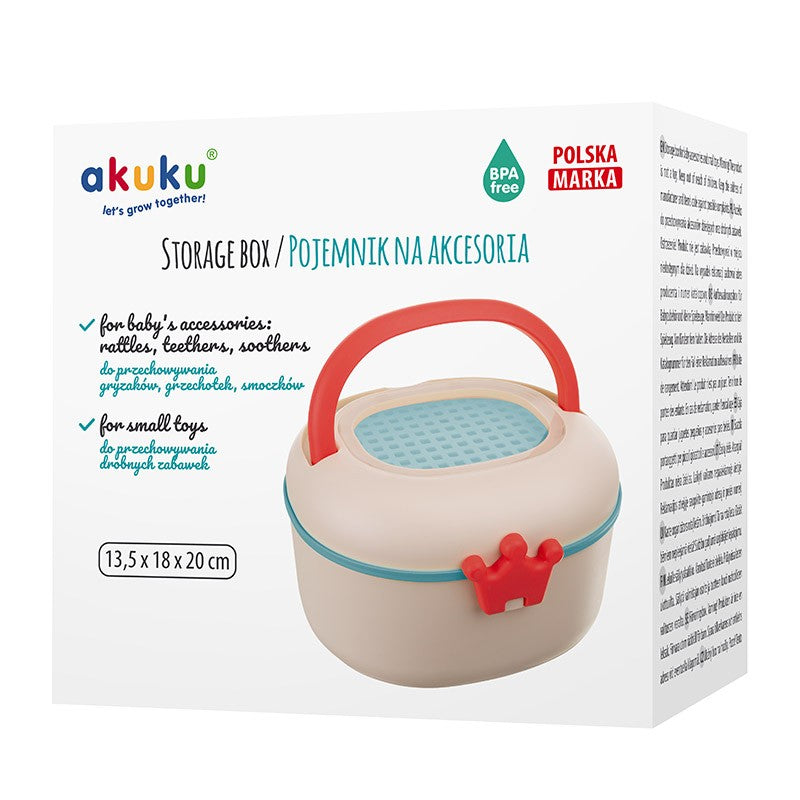 AKUKU hordozható tárolódoboz csörgőkhöz és rágókákhoz