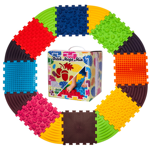 Ortek Puzzle 8 elemből álló masszázs szőnyeg + 8 Háromszögű puzzle elem