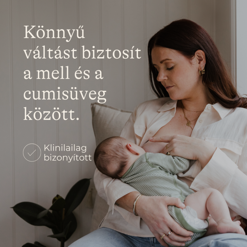 Lansinoh Cumisüveg közepes folyású etetőcumival + fedéllel, 240 ml