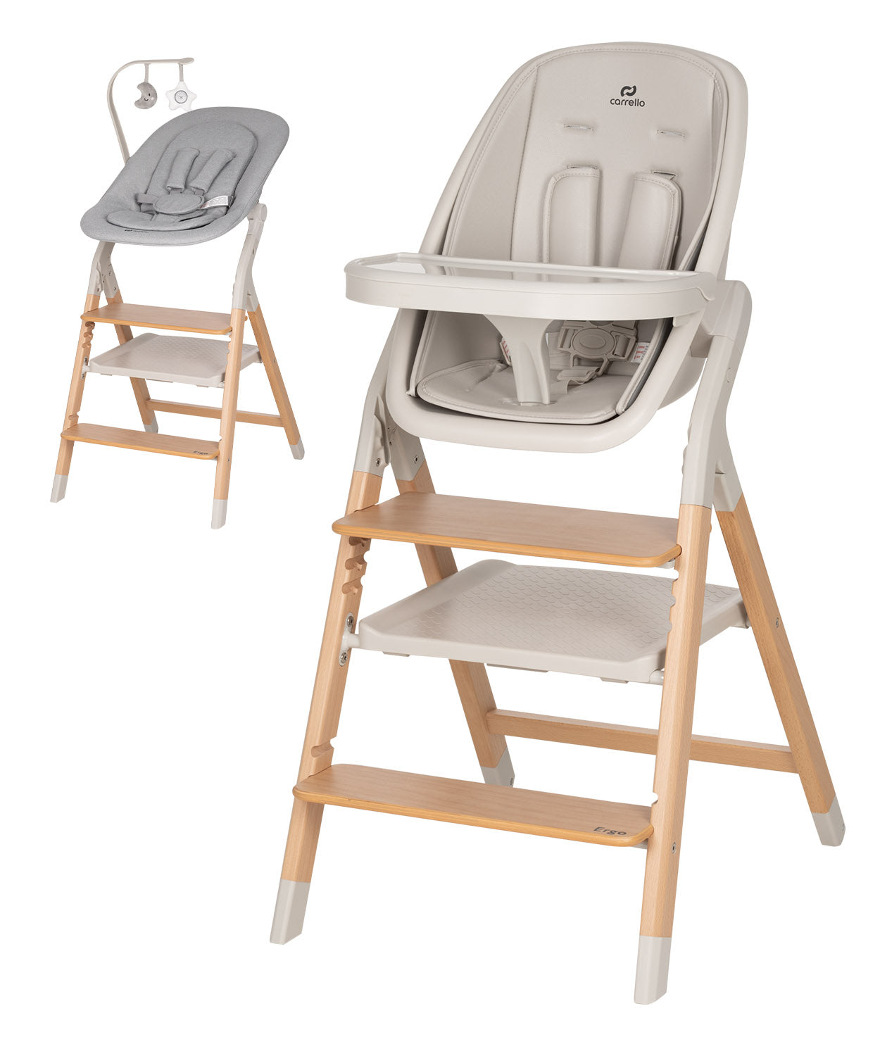 Carrello Ergo 4 az 1-ben etetőszék és tanulótorony (0-110 kg) - Linen Beige (CRL-16701)
