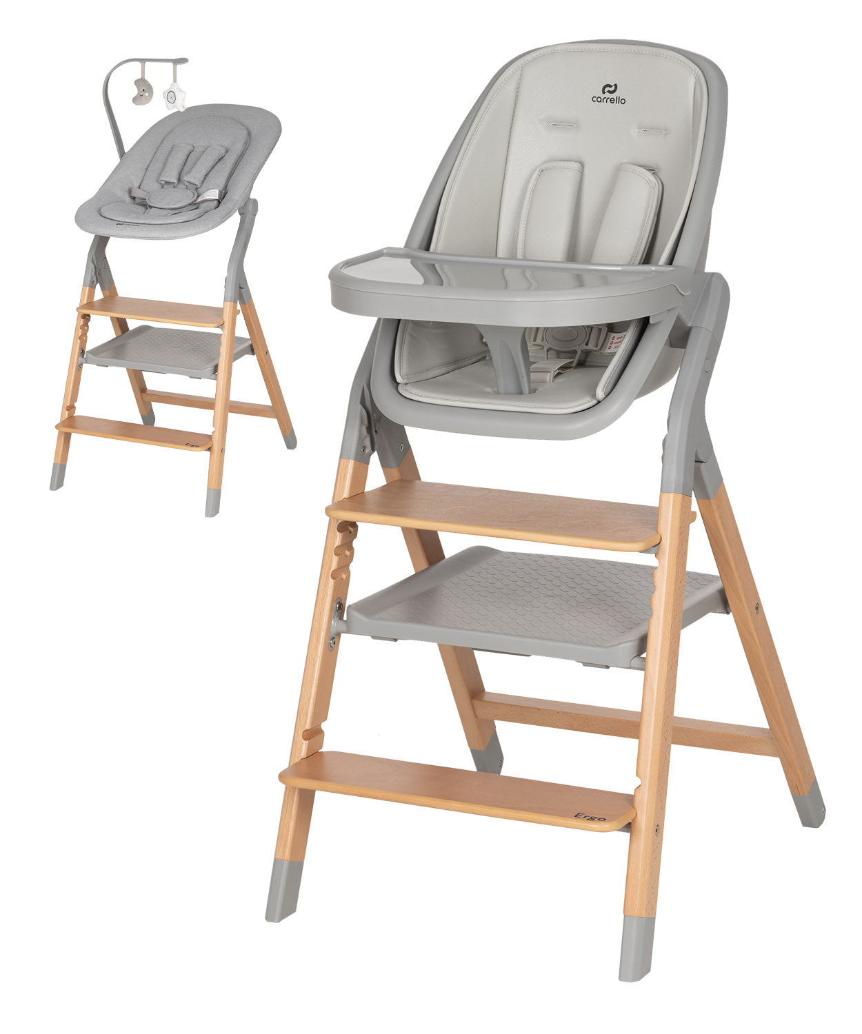 Carrello Ergo 4 az 1-ben etetőszék és tanulótorony (0-110 kg) - Nordic Grey (CRL-16701)
