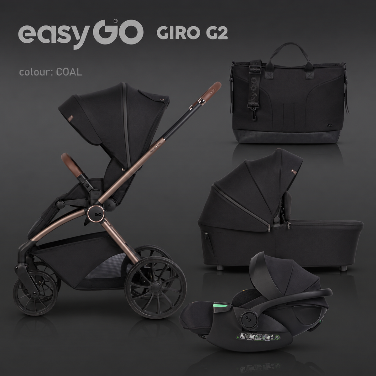 EasyGo Giro G2 3az1-ben babakocsi - Coal