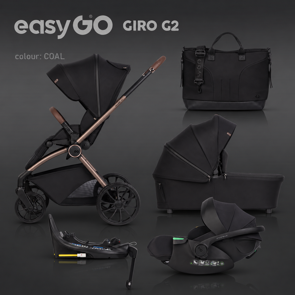 EasyGo Giro G2 4az1-ben babakocsi - Coal
