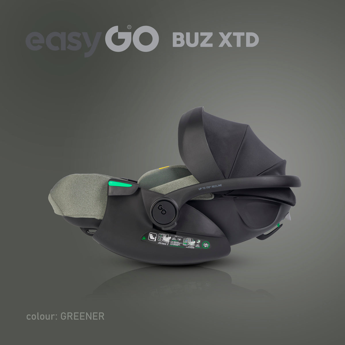 EasyGo BUZ XTD dönthető autós hordozó 40–87 cm – Greener
