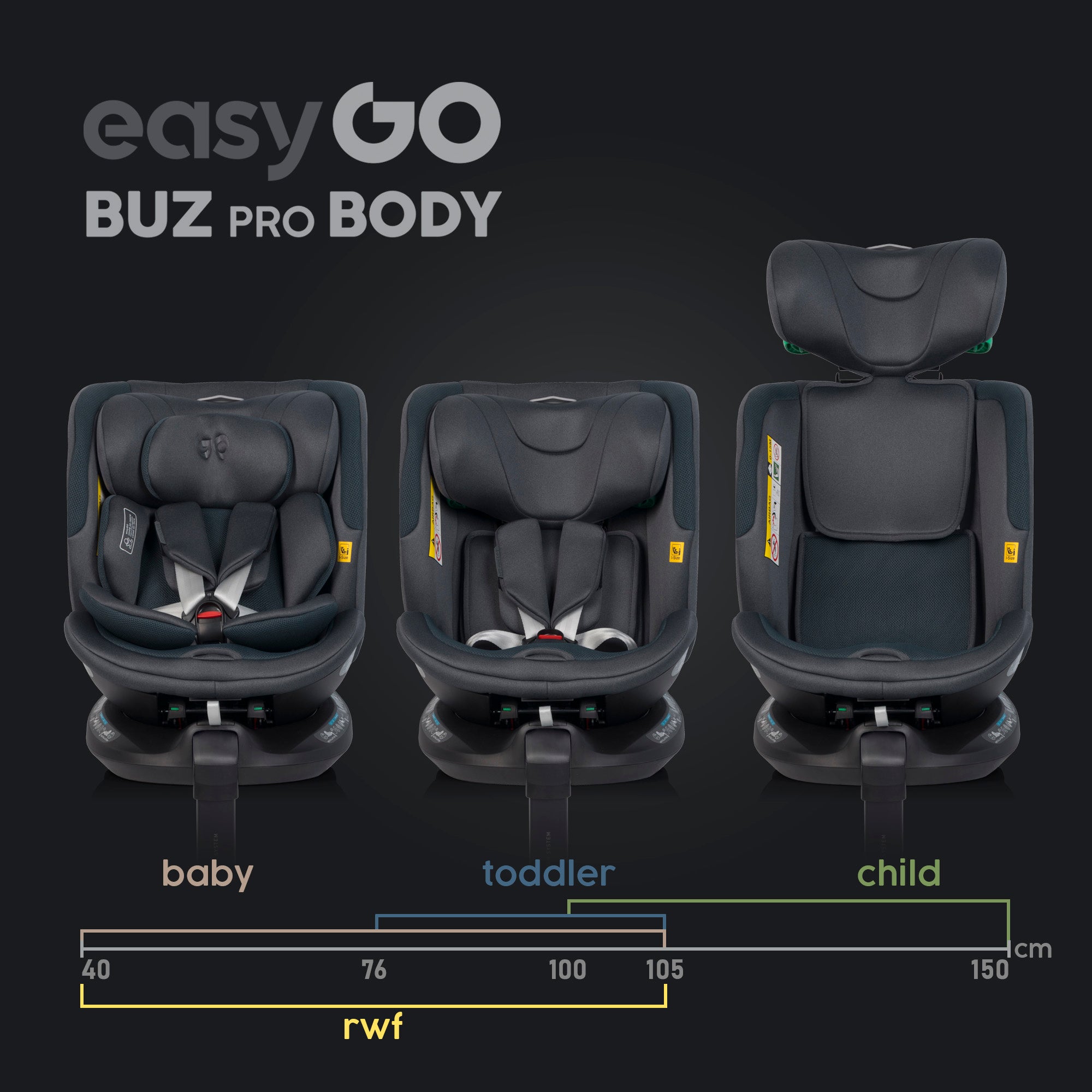 EasyGo Buz XTD Pro + Buz Pro Body 2in1 autósülés szett ISOFIX bázissal – Granito