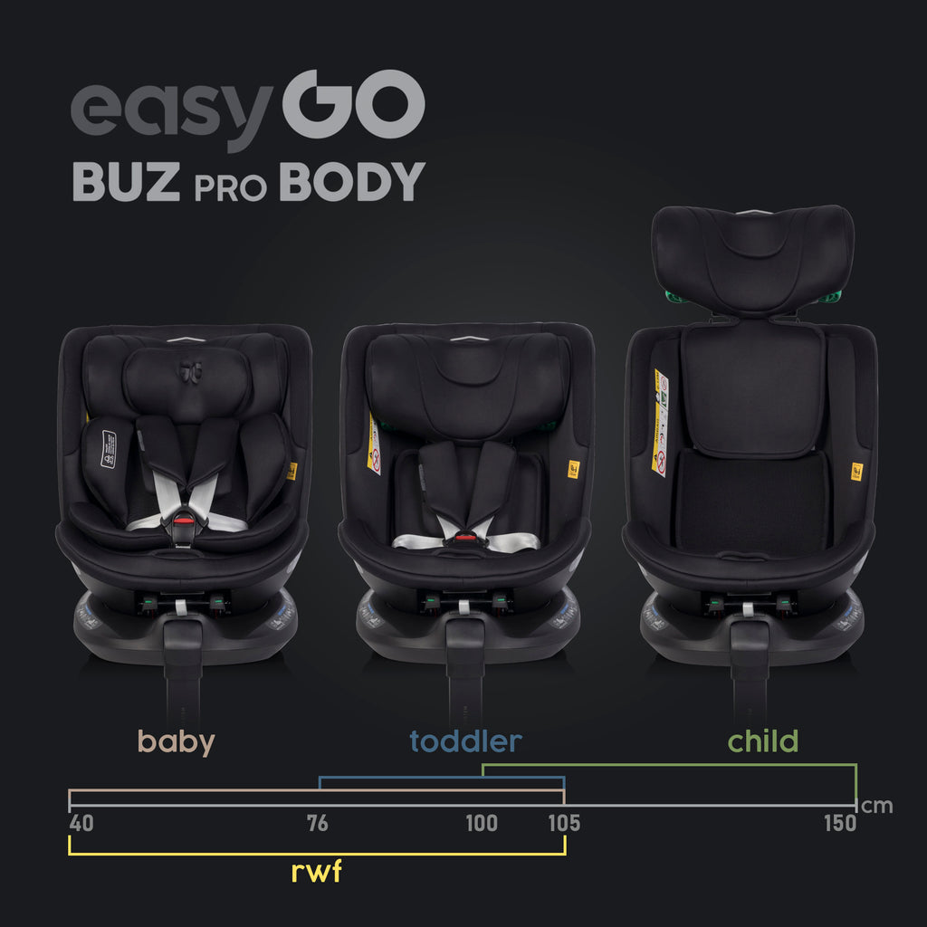 EasyGo Buz XTD Pro + Buz Pro Body 2in1 autósülés szett ISOFIX bázissal – Ink