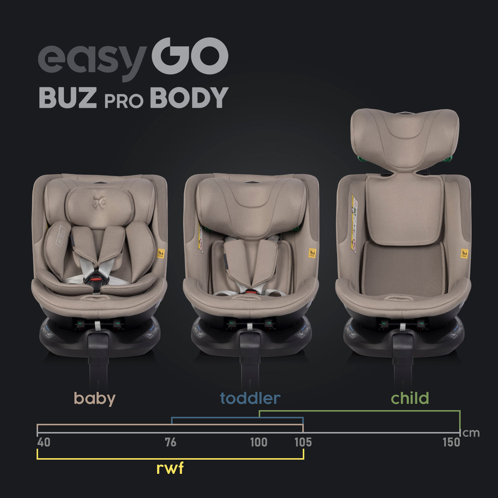 EasyGo Buz XTD Pro + Buz Pro Body 2in1 autósülés szett ISOFIX bázissal – Taupe