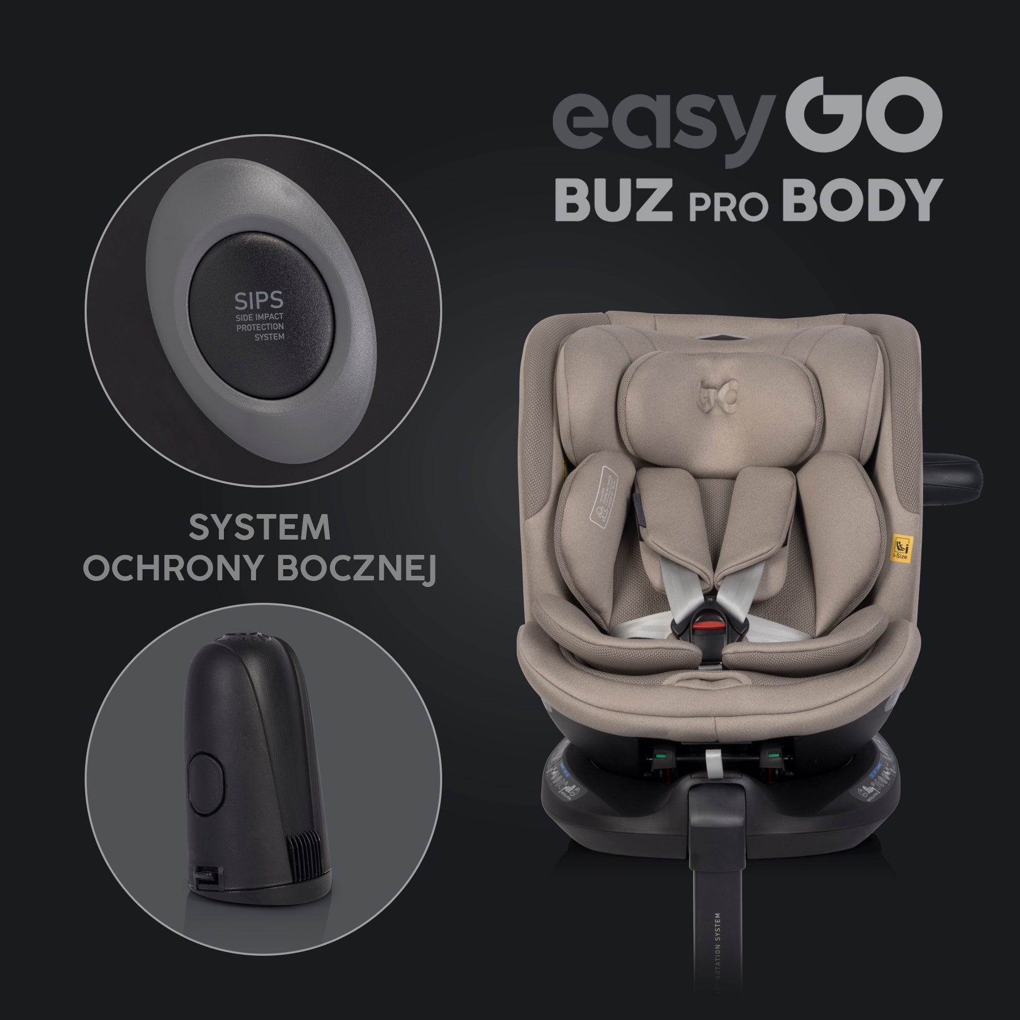 EasyGo Buz XTD Pro + Buz Pro Body 2in1 autósülés szett ISOFIX bázissal – Taupe