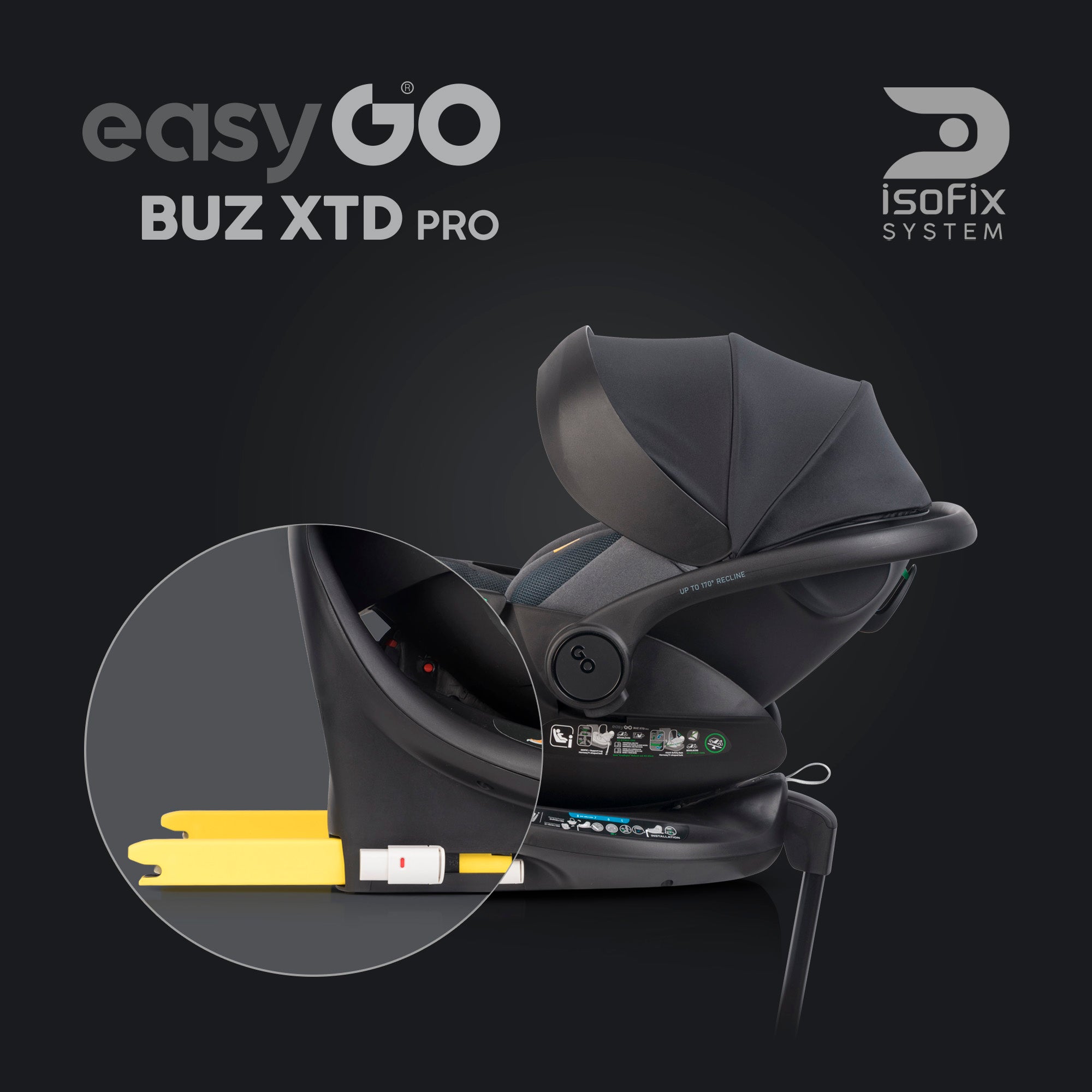 EasyGo Buz XTD Pro i-Size autóshordozó ISOFIX bázissal – Granito