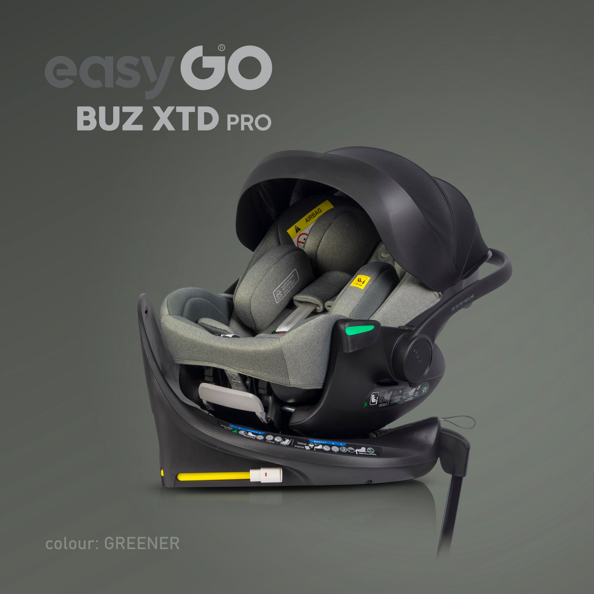 EasyGo Buz XTD Pro i-Size autóshordozó ISOFIX bázissal – Greener