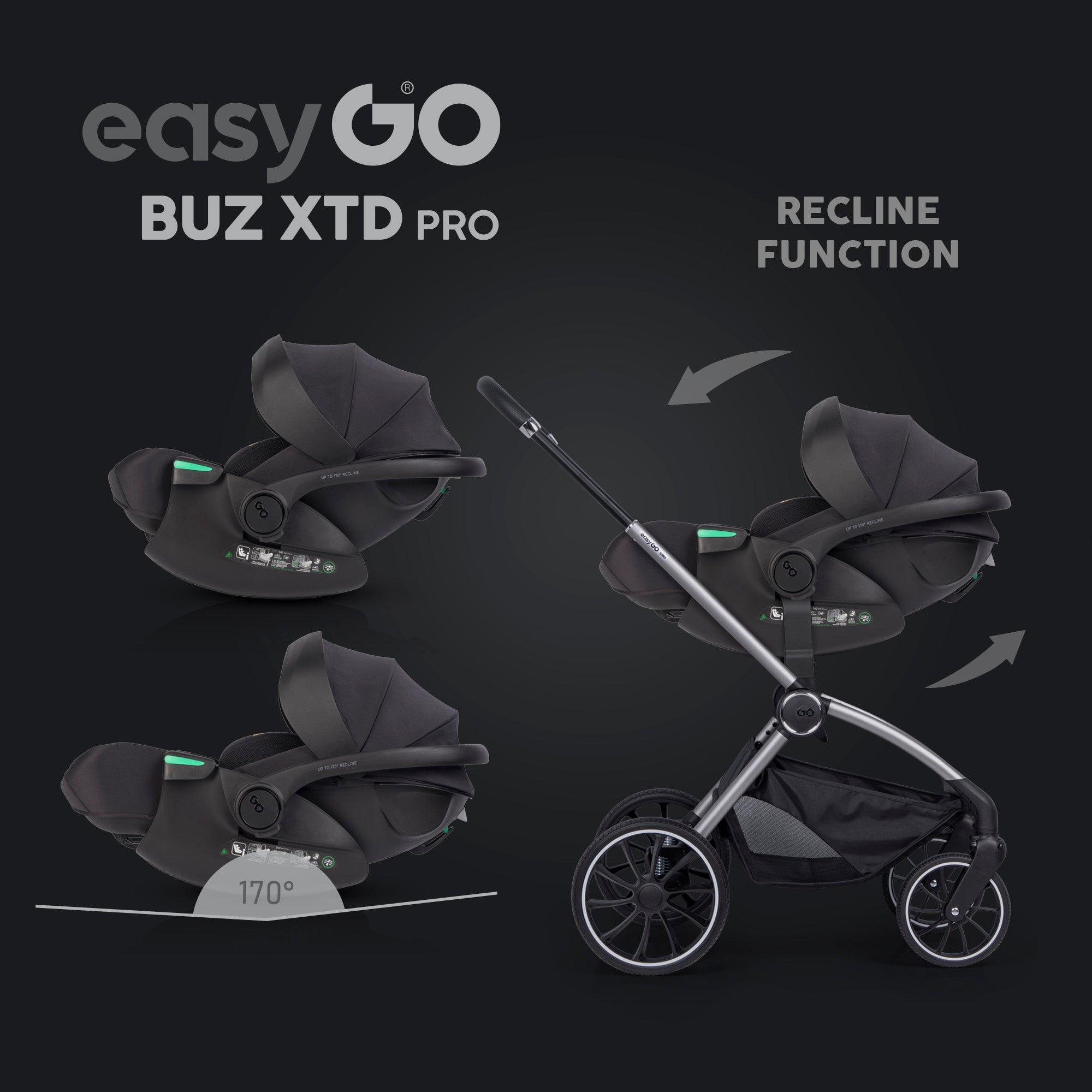 EasyGo Buz XTD Pro i-Size autóshordozó ISOFIX bázissal – Ink