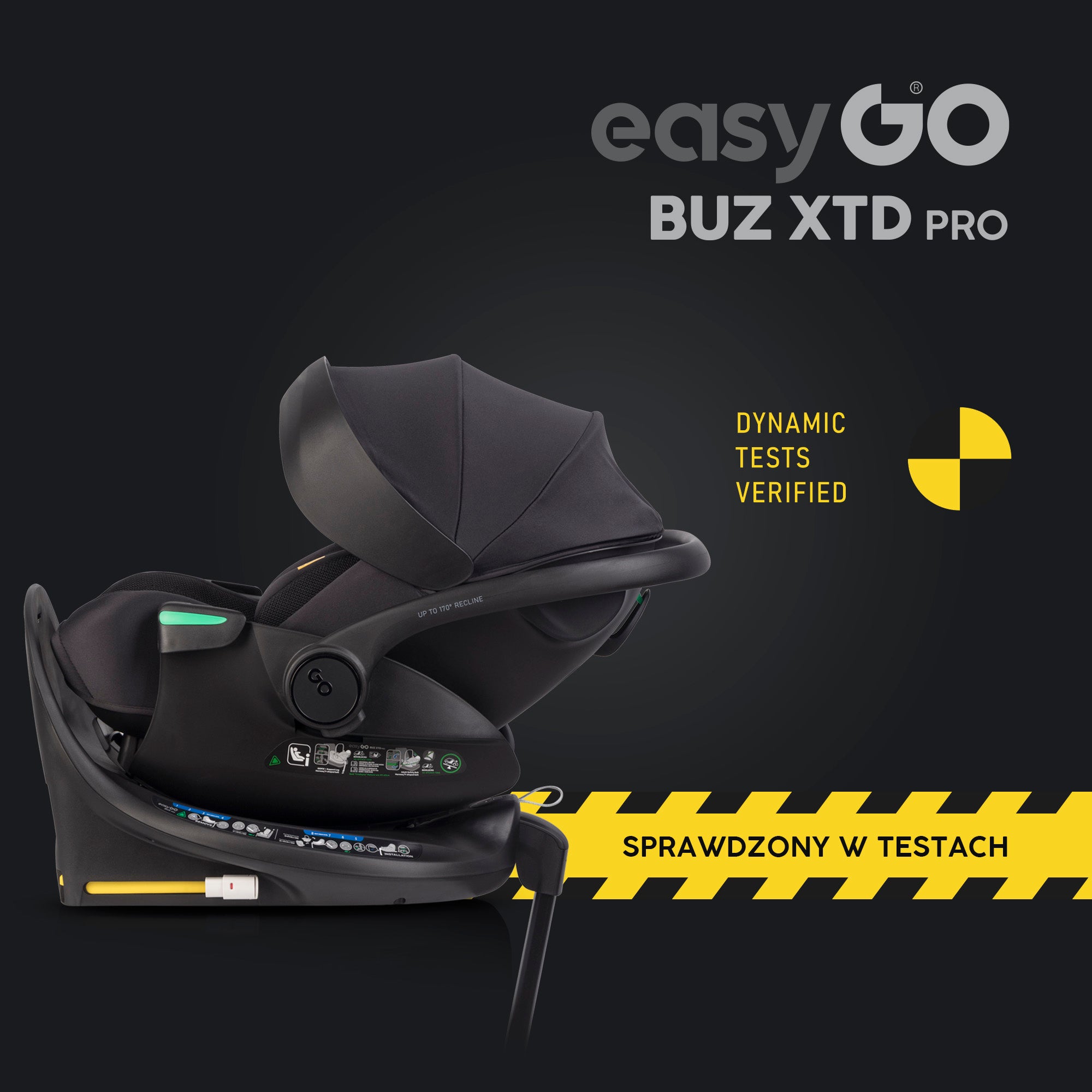 EasyGo Buz XTD Pro i-Size autóshordozó ISOFIX bázissal – Ink