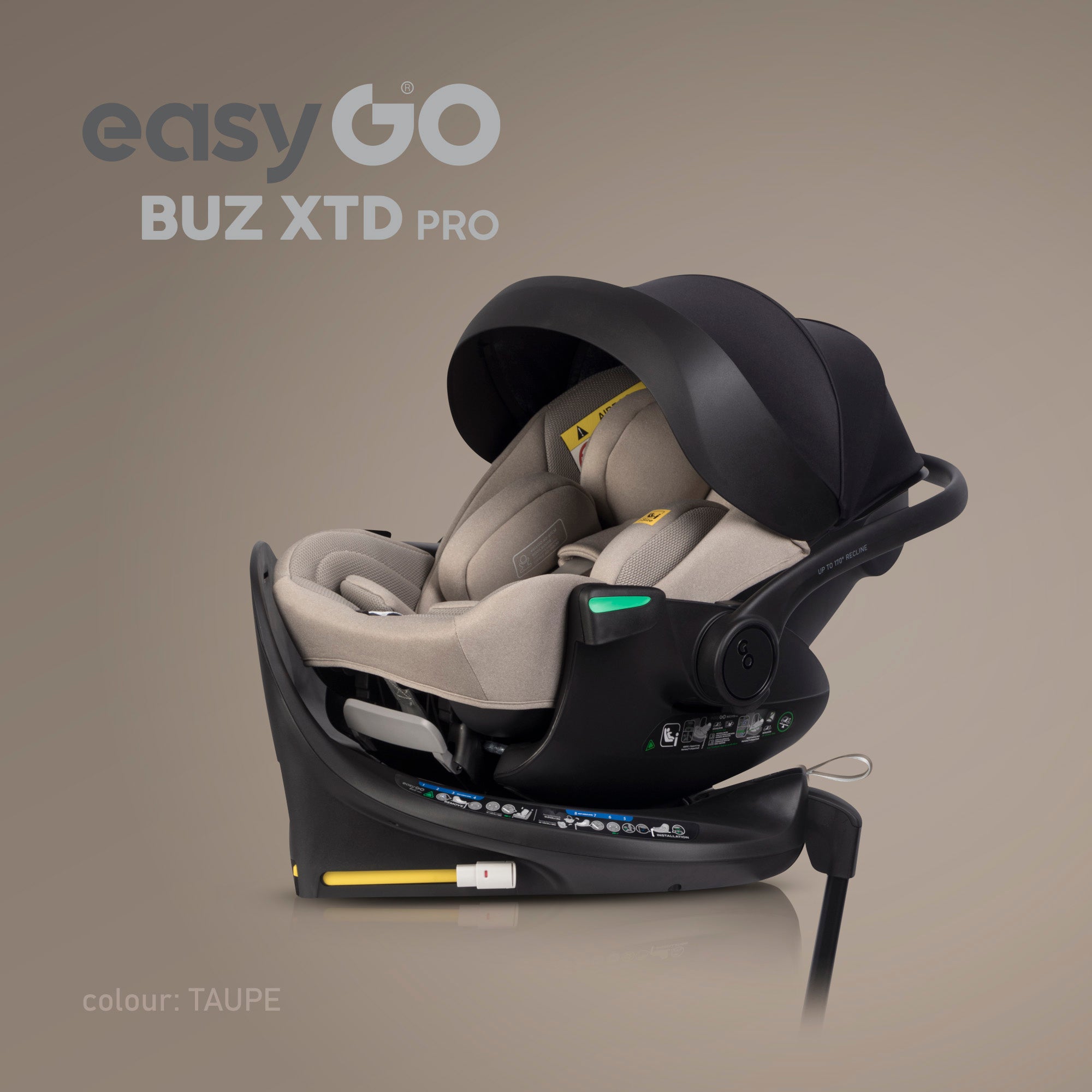 EasyGo Buz XTD Pro i-Size autóshordozó ISOFIX bázissal – Taupe