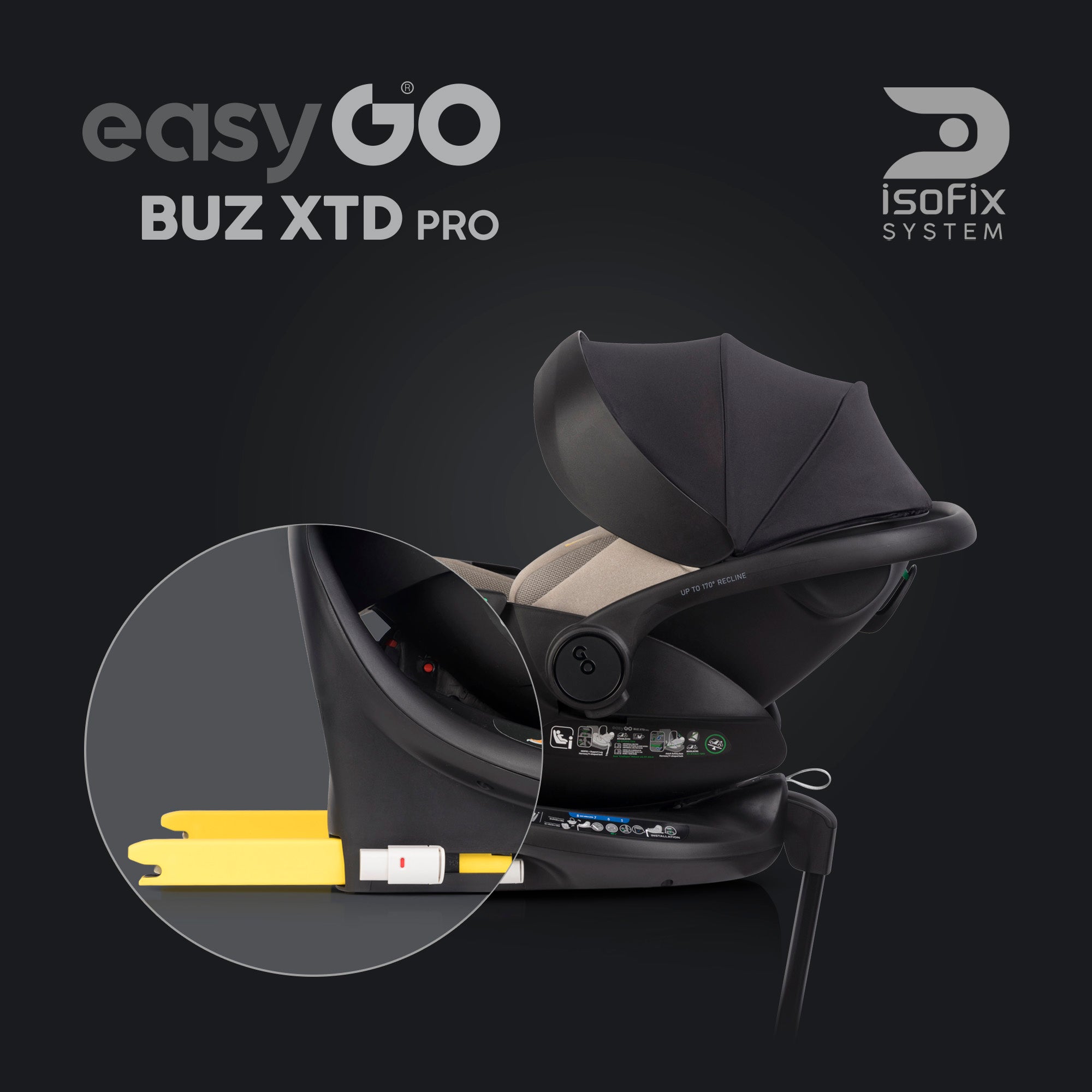 EasyGo Buz XTD Pro i-Size autóshordozó ISOFIX bázissal – Taupe