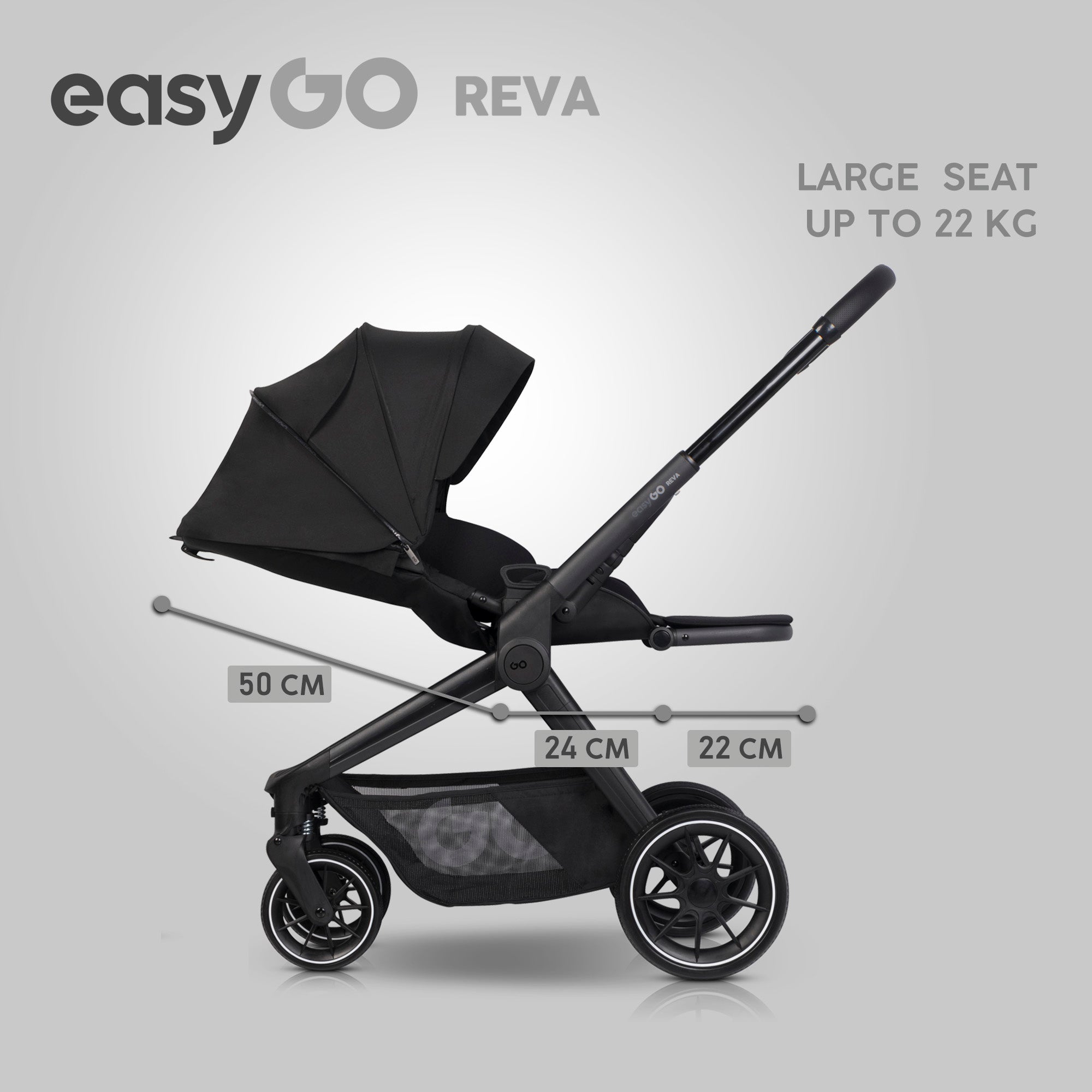EasyGo REVA 2in1 babakocsi – Ebony Black
