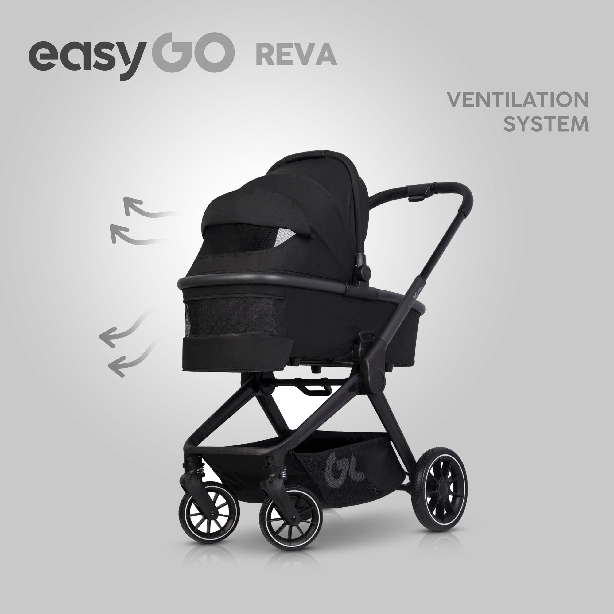 EasyGo REVA 2in1 babakocsi – Ebony Black