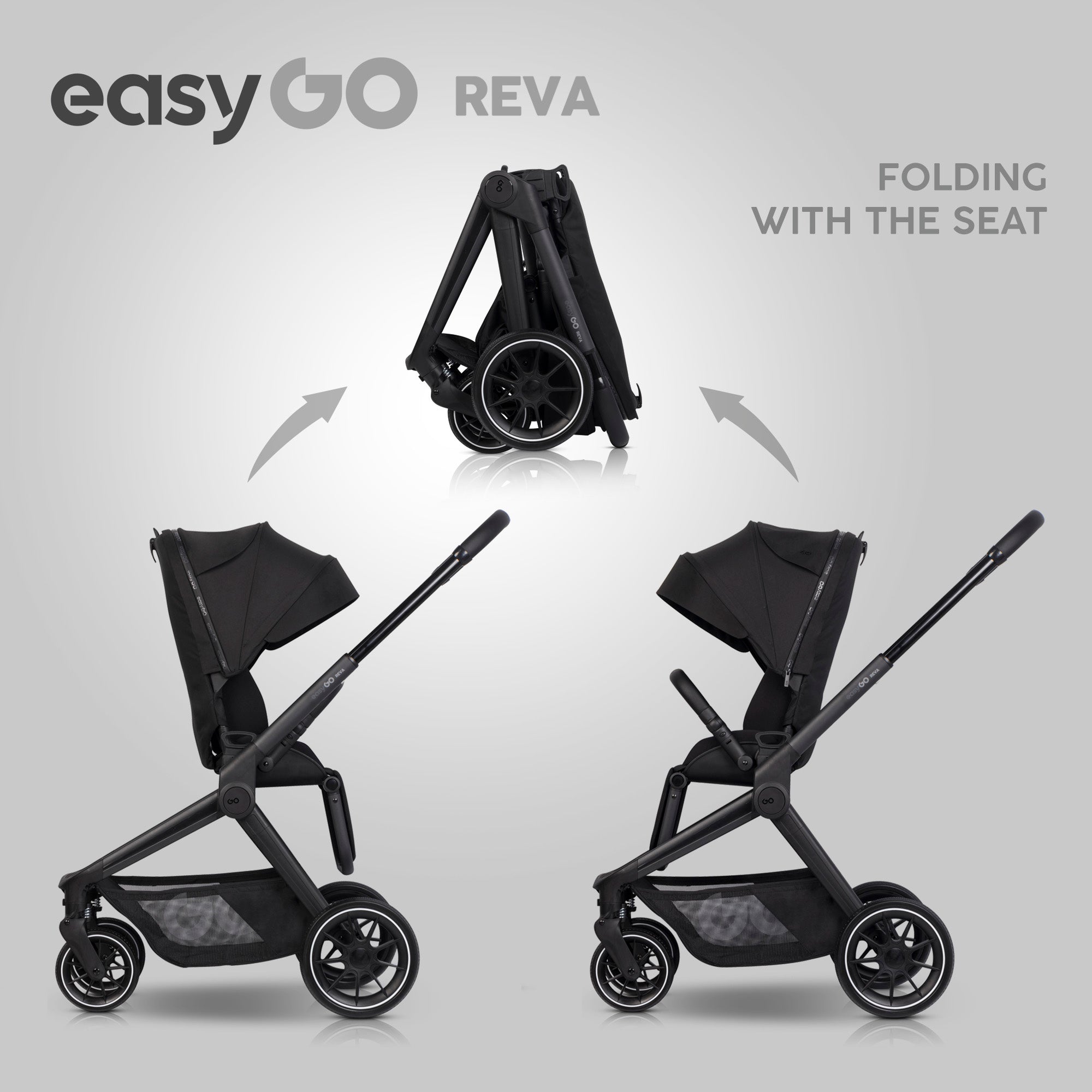 EasyGo REVA 2in1 babakocsi – Ebony Black